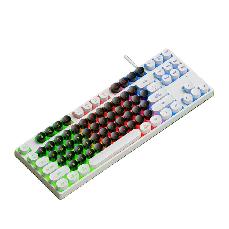 Dark Alien DK100 87 Keys Hot Plug-In Glowing Game Wired Mechanical Keyboard, Cable Length: 1.3m(White Black) - Wired Keyboard by Dark Alien | Online Shopping UK | buy2fix