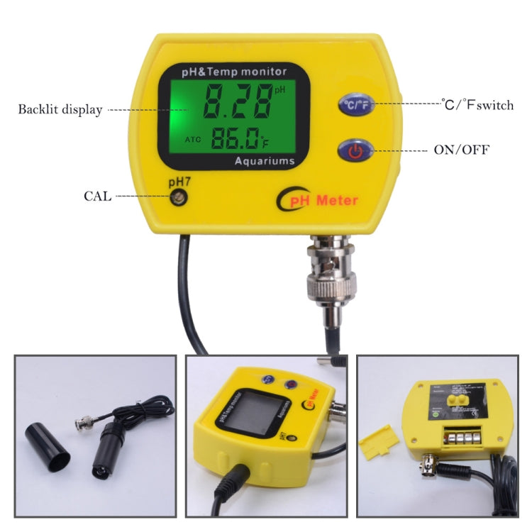PH Tester Durable Acid Meter Swimming Pool Temperature Monitor With Backlight, Plug Type: EU Plug - Consumer Electronics by buy2fix | Online Shopping UK | buy2fix