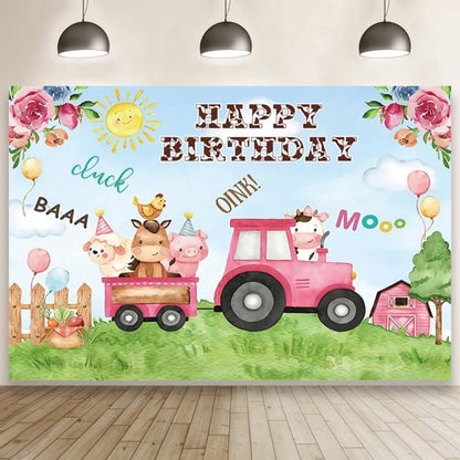 1.5m x 1m Cartoon Farm Animals Photography Backdrop Birthday Party Background Decoration(MDN12821) - Camera Accessories by buy2fix | Online Shopping UK | buy2fix