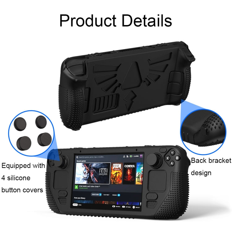 For Steam Deck V V4-1 Pocket Consoles Silicone Non-slip Protective Case with Holder Function(Blue) - Accessories by buy2fix | Online Shopping UK | buy2fix