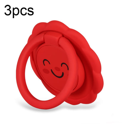 3pcs Sunflower Smiley Mobile Phone Finger Ring Bracket Zinc Alloy Ultra-thin Stand(Red) - Ring Holder by buy2fix | Online Shopping UK | buy2fix