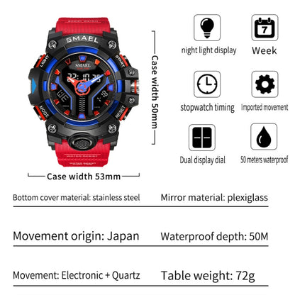SMAEL 8075 Multi-function Waterproof Night Light Outdoor Watch(Cymbidium) - Sport Watches by SMAEL | Online Shopping UK | buy2fix