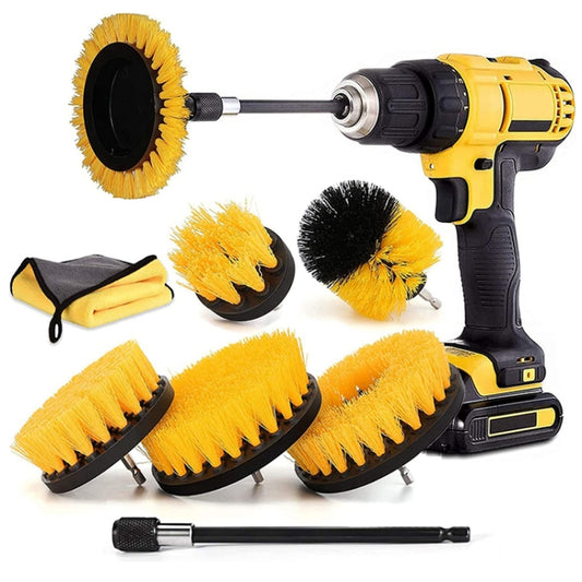 8 In 1 Electric Drill Crevice Cleaning Brush Car Wash Tool Set, Size: A Model(Yellow) - In Car by buy2fix | Online Shopping UK | buy2fix