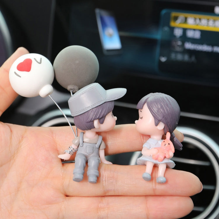 2pcs Car Ornament Ornament Lovely Kissing Couple Doll, Color: Gray+Gray Balloon - In Car by buy2fix | Online Shopping UK | buy2fix