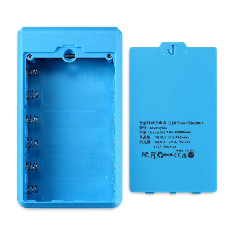 Q6 Removable 6 Sections 18650 Battery Box Charger Case, Style: Ordinary(Blue) - Consumer Electronics by buy2fix | Online Shopping UK | buy2fix
