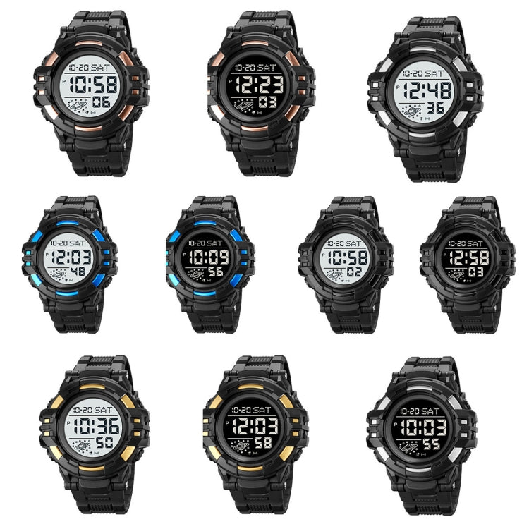 SKMEI 2003 Multifunctional Back Light Sports Watch Mens Countdown Date Alarm Clock Watch(Gold White Machine) - LED Digital Watches by SKMEI | Online Shopping UK | buy2fix