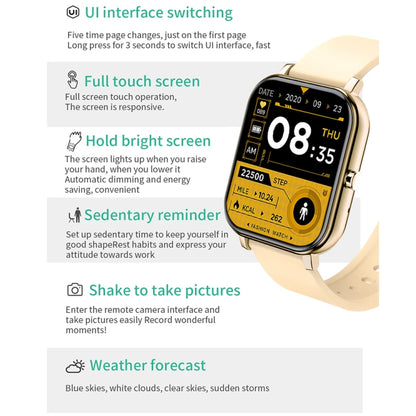 H10 1.69 inch Screen Bluetooth Call Smart Watch, Support Heart Rate/Blood Pressure/Sleep Monitoring, Color: Yellow - Smart Wear by buy2fix | Online Shopping UK | buy2fix