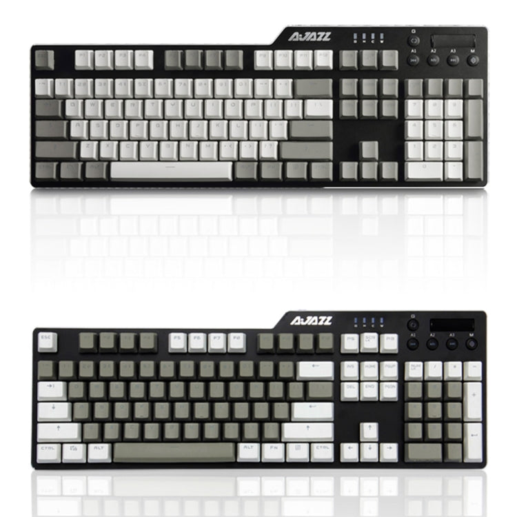 Ajazz AK35I 110 Keys White Light Backlight PBT Keycap Wired Mechanical Keyboard Green Shaft (White Gray) - Wired Keyboard by Ajazz | Online Shopping UK | buy2fix