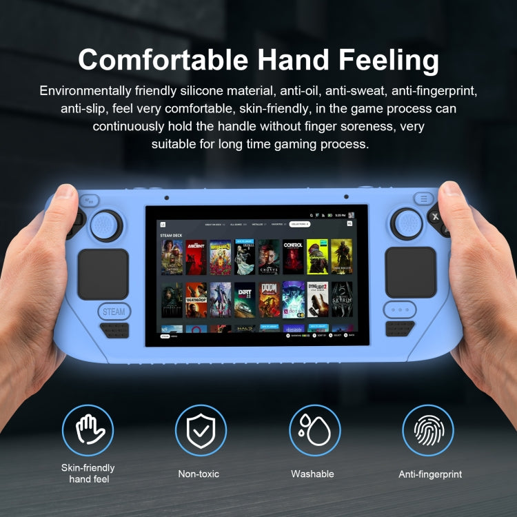 For Steam Deck Game Controller Soft Silicone Protective Cover Case With 4pcs Key Cap(Luminous Blue) - Accessories by buy2fix | Online Shopping UK | buy2fix