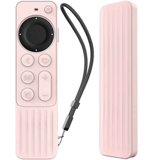 For Apple TV Siri Remote 2/3 AhaStyle PT166 Remote Controller Silicone Protective Case Striped Non-Slip Anti-Drop Cover(Pink) - Remote Control Covers by AhaStyle | Online Shopping UK | buy2fix