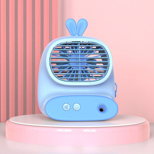 CS1319 Desktop Small Hydrating Spray Cartoon Fan Rechargeable Silent Humidifying Fan(Bunny Blue) - Electric Fans by buy2fix | Online Shopping UK | buy2fix
