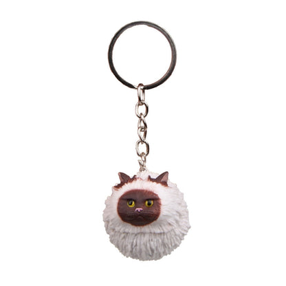 Round Little Tiger Cat Keychain Cartoon Key Ring Ornament(Coffee White) - Key Rings by buy2fix | Online Shopping UK | buy2fix