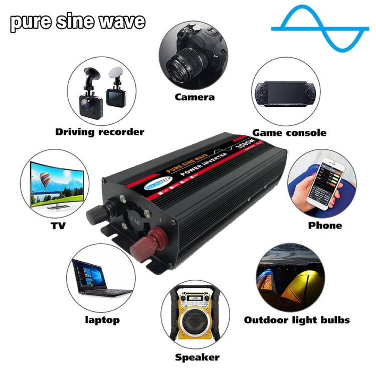 8000W 12V to 220V High Power Car Pure Sine Wave Inverter Power Converter - Pure Sine Wave by buy2fix | Online Shopping UK | buy2fix