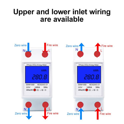 DDM15SD 10 (40) A Single-phase Multi-function Rail Meter with Backlight LCD Display - Current & Voltage Tester by buy2fix | Online Shopping UK | buy2fix