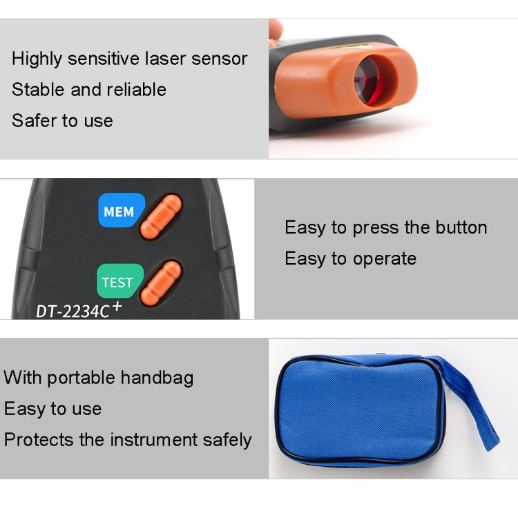 DT2234C+ Handheld Portable Motor Gear Tachometer Laser Tachometer - Tachometers & Anemometer by buy2fix | Online Shopping UK | buy2fix