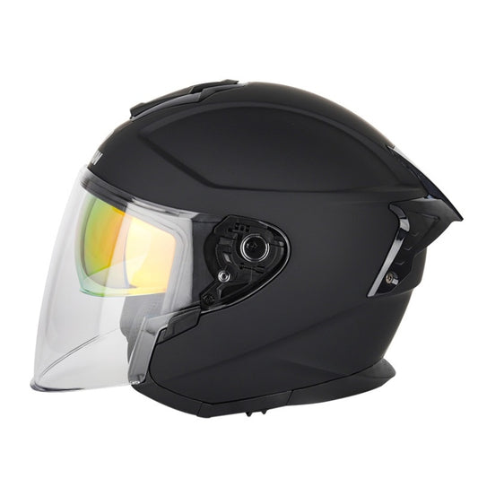 SOMAN Motorcycle Electric Bicycle Dual Lens Riding Helmet, Size: L(Matte Black) - Helmets by SOMAN | Online Shopping UK | buy2fix