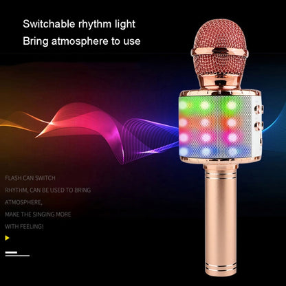 WS-858L LED Light Flashing Wireless Capacitance Microphone Comes With Audio Mobile Phone Bluetoon Live Microphone(Gold) - Microphone by buy2fix | Online Shopping UK | buy2fix