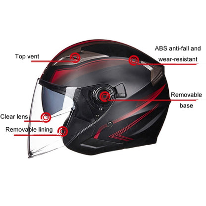 GXT 708 Electric Vehicle Dual Lens Helmet Four Seasons Safety Helmet, Size: XL(Bright Black Red) - Helmets by GXT | Online Shopping UK | buy2fix