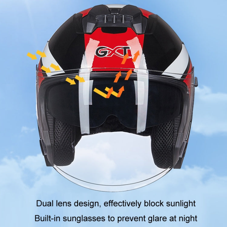 GXT Electric Vehicle Four Seasons Sun Protection & Windshield Double Lens Helmet, Size: M(Matt Black Red) - Helmets by GXT | Online Shopping UK | buy2fix