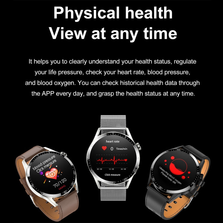 Sports Health Monitoring Waterproof Smart Call Watch With NFC Function, Color: Black-Black Leather+Black Silicone - Smart Watches by buy2fix | Online Shopping UK | buy2fix