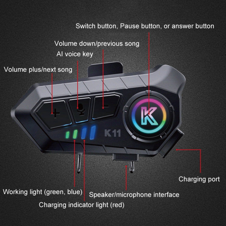 KUQIBAO K11 Motorcycle Helmet Waterproof Subwoofer Bluetooth Headphones(Soft Microphone) - Motorcycle Walkie Talkie by KUQIBAO | Online Shopping UK | buy2fix