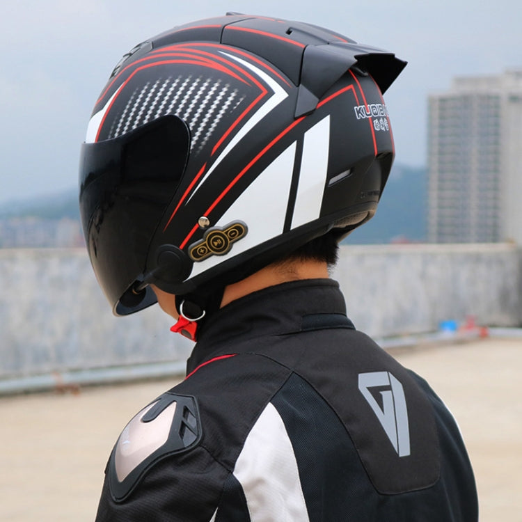 KUQIBAO Motorcycle Smart Bluetooth Sun Protection Double Lens Safety Helmet, Size: XXL(Matte Black Phantom Fiber+Gray Rear Spoiler) - Helmets by KUQIBAO | Online Shopping UK | buy2fix