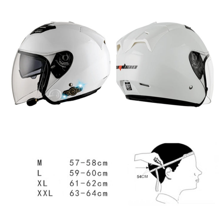 KUQIBAO Motorcycle Smart Bluetooth Sun Protection Double Lens Safety Helmet, Size: L(White) - Helmets by KUQIBAO | Online Shopping UK | buy2fix