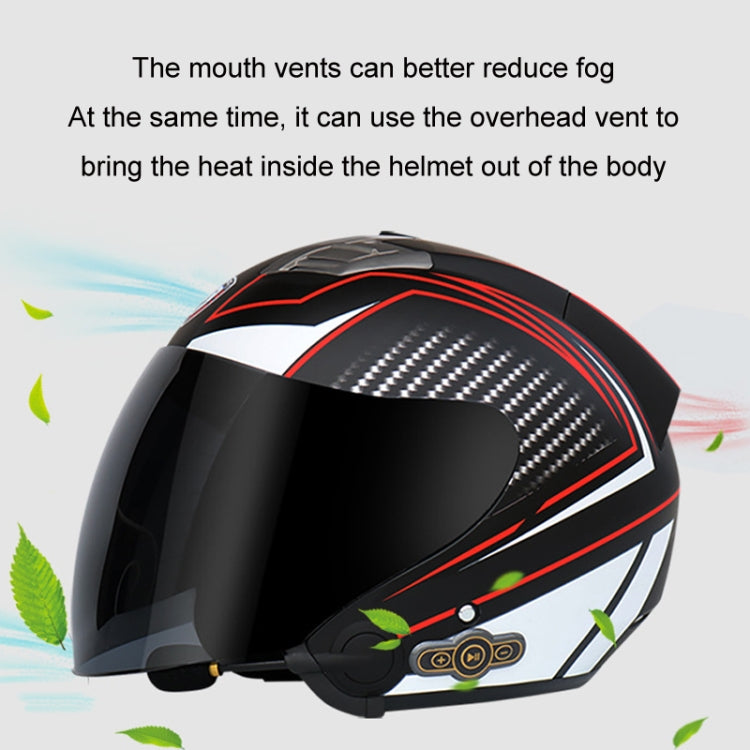 KUQIBAO Motorcycle Smart Bluetooth Sun Protection Double Lens Safety Helmet, Size: L(White+Gray Tail) - Helmets by KUQIBAO | Online Shopping UK | buy2fix