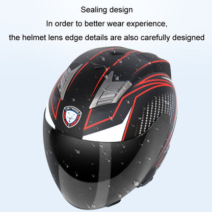 KUQIBAO Motorcycle Smart Bluetooth Sun Protection Double Lens Safety Helmet, Size: XXL(Bright Black+Black Tail) - Helmets by KUQIBAO | Online Shopping UK | buy2fix