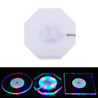 100x4mm Octagonal LED Light Up Acrylic Coaster Transparent Crystal Base(Colorful Light) - Car Drink Holders by buy2fix | Online Shopping UK | buy2fix