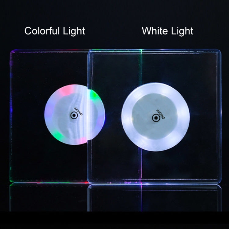 100x4mm Square LED Light Up Acrylic Coaster Transparent Crystal Base(Colorful Light) - Car Drink Holders by buy2fix | Online Shopping UK | buy2fix