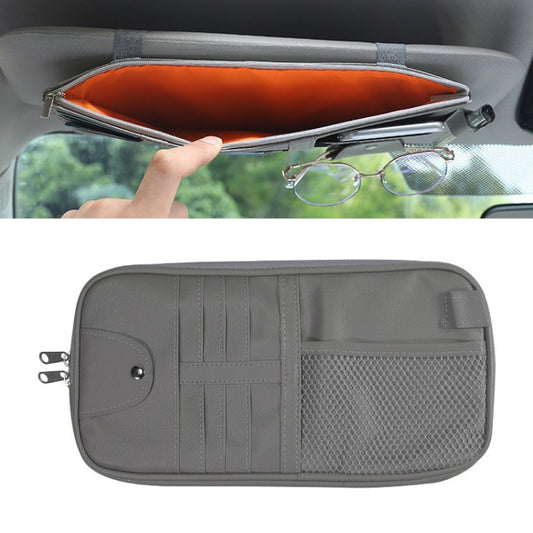 Car Sun Visor Decorative Storage Bill Glasses Holder, Color: Gray With 2 Zipper - Sunglasses & Glasses Clips by buy2fix | Online Shopping UK | buy2fix