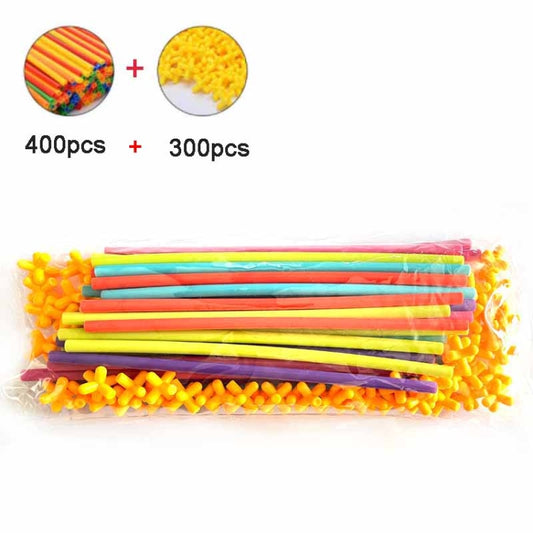 400pcs Pipe+400 Connectors DIY Plastic 4D Straw Building Blocks Joint Funny Development Toys - Building Blocks by buy2fix | Online Shopping UK | buy2fix