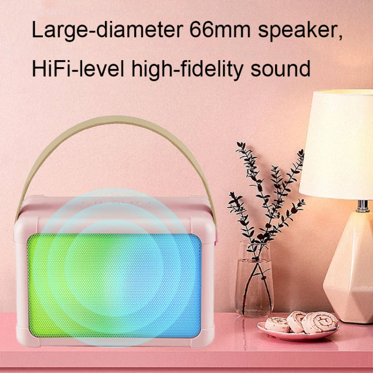 Portable RGB Lighting Effect Bluetooth Speaker Home Mini Karaoke Audio, Style: Single Microphone+Speaker(Beige) - Microphone by buy2fix | Online Shopping UK | buy2fix