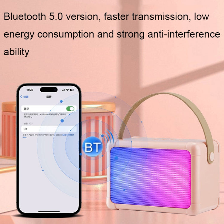 Portable RGB Lighting Effect Bluetooth Speaker Home Mini Karaoke Audio, Style: Speaker(Pink) - Microphone by buy2fix | Online Shopping UK | buy2fix