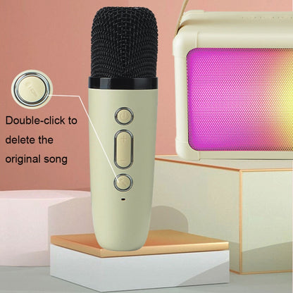 Portable RGB Lighting Effect Bluetooth Speaker Home Mini Karaoke Audio, Style: Single Microphone+Speaker(Beige) - Microphone by buy2fix | Online Shopping UK | buy2fix