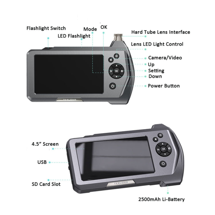 TESLONG NTS450A 4.5-inch Screen Industrial Handheld Endoscope with Light, Speci: 7.6mm Lens-3m -  by TESLONG | Online Shopping UK | buy2fix
