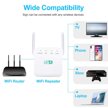 2.4G 300M Wi-Fi Amplifier Long Range WiFi Repeater Wireless Signal Booster UK Plug White - Broadband Amplifiers by buy2fix | Online Shopping UK | buy2fix