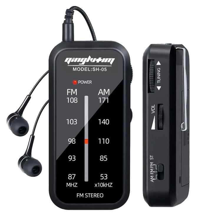 SH-05 Mini Listening Test Special Pin-Type FM/AM Two-Band Radio With Back Clip(Black) - Radio Player by buy2fix | Online Shopping UK | buy2fix