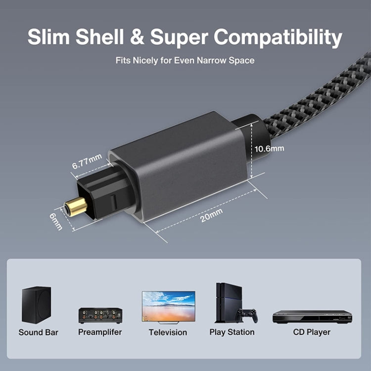 3m Digital Optical Audio Output/Input Cable Compatible With SPDIF5.1/7.1 OD5.0MM(Gray) - Audio Optical Cables by buy2fix | Online Shopping UK | buy2fix