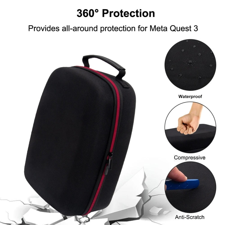 For Meta/Oculus Quest 3 VR Storage Bag EVA Anti-fall Dust-proof Portable Carrying Case(Black) - VR Accessories by buy2fix | Online Shopping UK | buy2fix