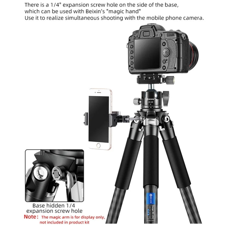 BEXIN RC254+LH-28 Carbon Fiber Portable Folding Tripod SLR Camera Low Gravity Center Gimbal Photography Bracket - Tripods by BEXIN | Online Shopping UK | buy2fix