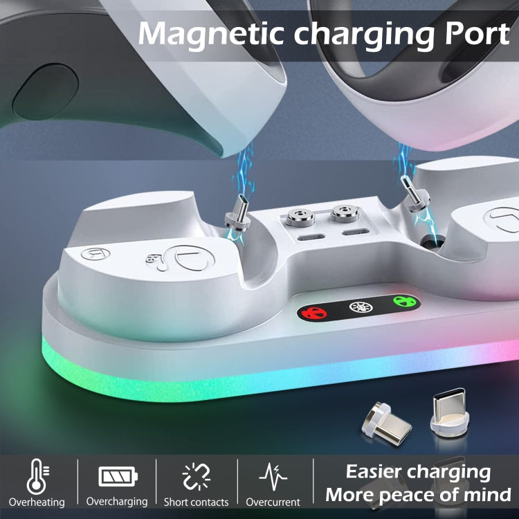 For PS VR2 Controller iplay Colorful Light Charging Base Magnetic Charging Dock(White) - VR Accessories by iplay | Online Shopping UK | buy2fix