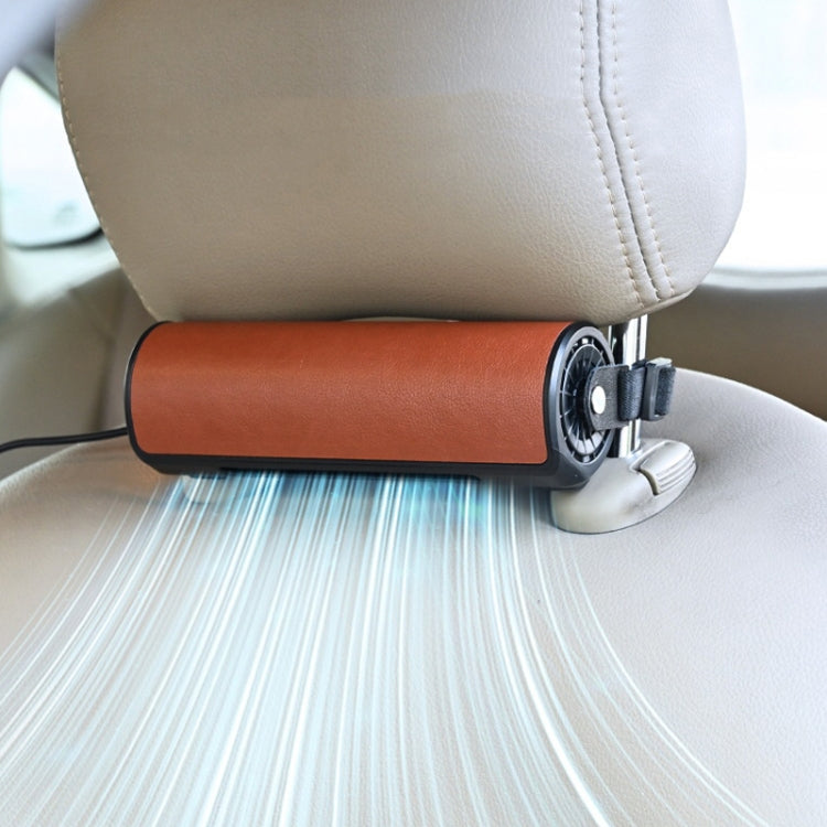 Car Portable USB Plug Rear Seat Headrest Fan(CF01 Brown) - Heating & Fans by buy2fix | Online Shopping UK | buy2fix