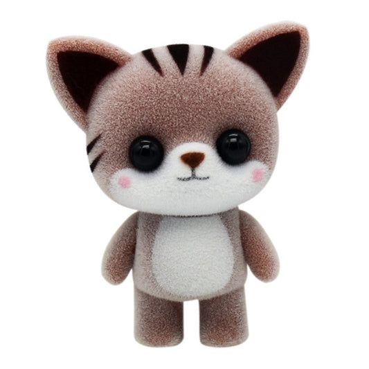 Little Cute PVC Flocking Animal Cat Dolls Creative Gift Kids Toy, Size: 5.5*3.5*6.5cm(Coffee) - Soft Toys by buy2fix | Online Shopping UK | buy2fix