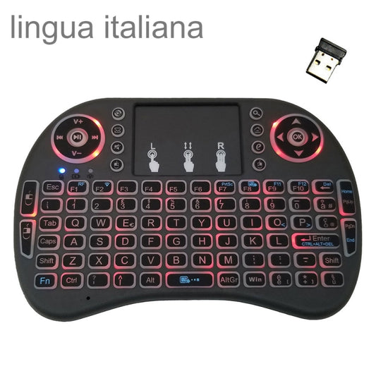 Support Language: Italy i8 Air Mouse Wireless Backlight Keyboard with Touchpad for Android TV Box & Smart TV & PC Tablet & Xbox360 & PS3 & HTPC/IPTV - MINI PC Accessories & Gadgets by buy2fix | Online Shopping UK | buy2fix