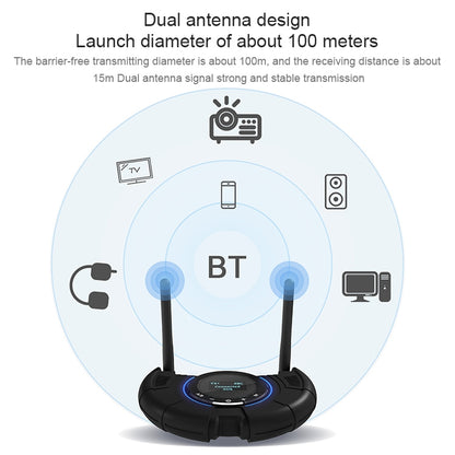 TX800 Optical Fiber Bluetooth 5.0 Transmitter Receiver Audio Adapter with Dual Antennas & OLED Display - Apple Accessories by buy2fix | Online Shopping UK | buy2fix