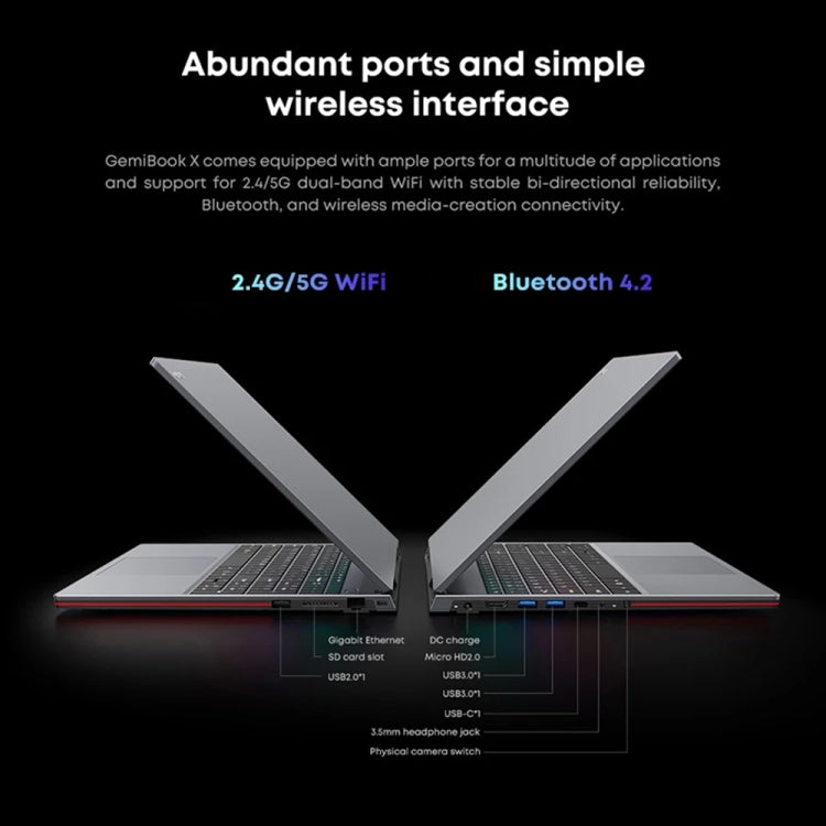 CHUWI GemiBook X Laptop, 15.6 inch, 4GB+128GB, Windows 10 Home, Intel Celeron N5095 Quad Core 2.0GHz-2.9GHz, Support Dual Band WiFi / Bluetooth / RJ45 / HDMI(Dark Gray) - CHUWI by CHUWI | Online Shopping UK | buy2fix