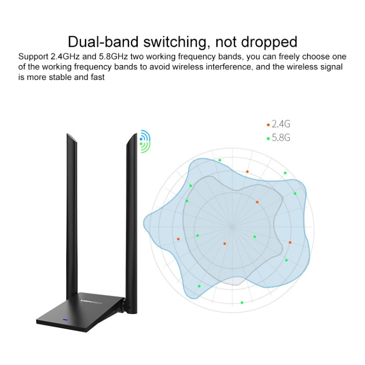 COMFAST CF-WU782ACV2 1300Mbps Dual-band Wifi USB Network Adapter with 2 Antennas - USB Network Adapter by COMFAST | Online Shopping UK | buy2fix