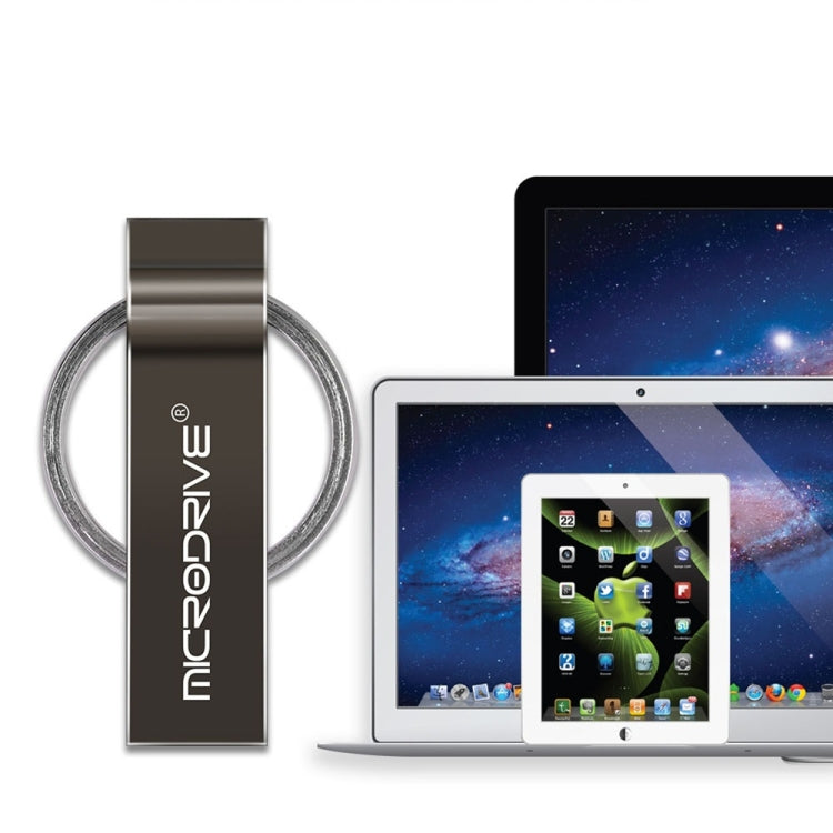MicroDrive 64GB USB 2.0 Metal Keychain U Disk (Black) - USB Flash Drives by MicroDrive | Online Shopping UK | buy2fix